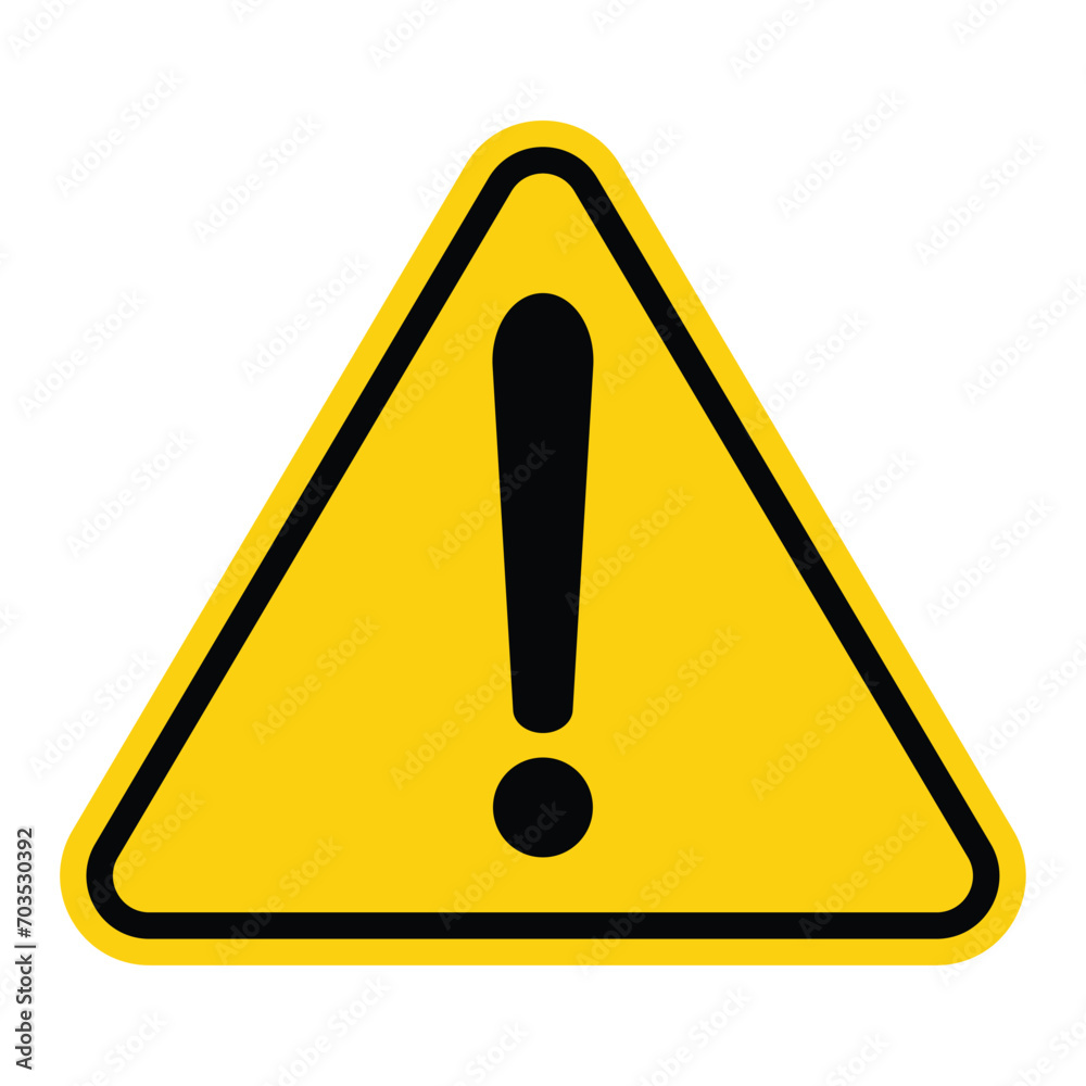 Hazard warning attention sign with exclamation mark symbol in a yellow triangle. Danger, Vector illustration. Attention icon. Hazard warning attention sign with exclamation mark symbol in a yellow triangle. Danger, Vector illustration. Attention icon.