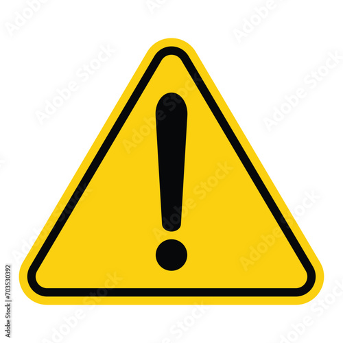 Hazard warning attention sign with exclamation mark symbol in a yellow triangle. Danger, Vector illustration. Attention icon.