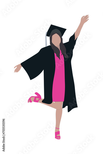 Happy Graduate student girl with graduating Cap, class of 2024