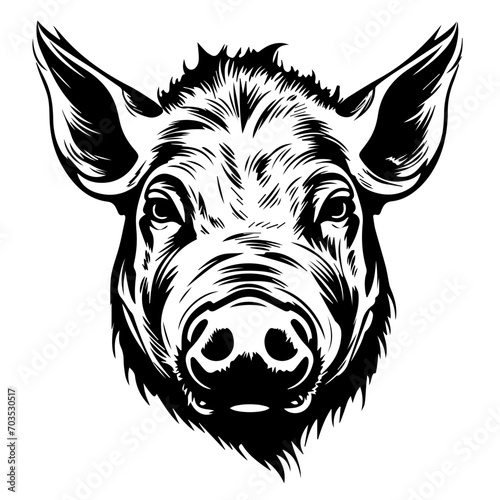 Realistic Pig Head Farm Animal Vector