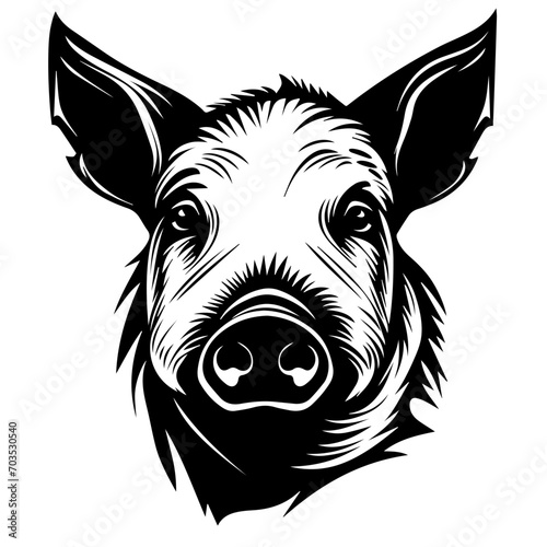 Realistic Pig Head Farm Animal Vector