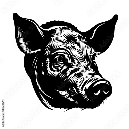 Realistic Pig Head Farm Animal Vector