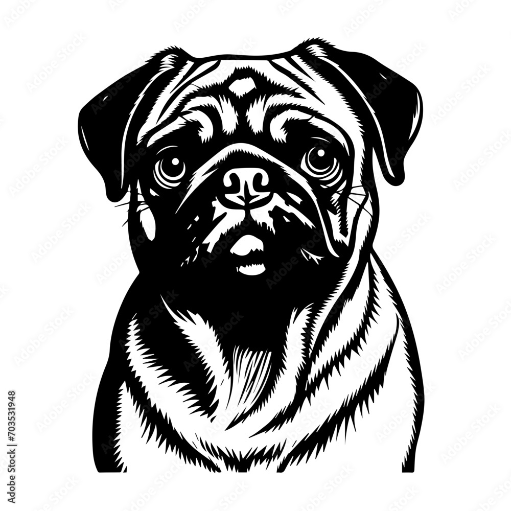 Adorable Pug Dog Cartoon Vector