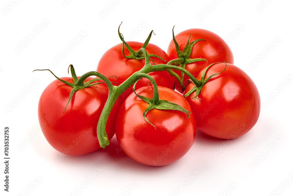 Ripe fresh tomatoes, close-up, isolated on white background. Ripe fresh tomatoes, close-up, isolated on white background.