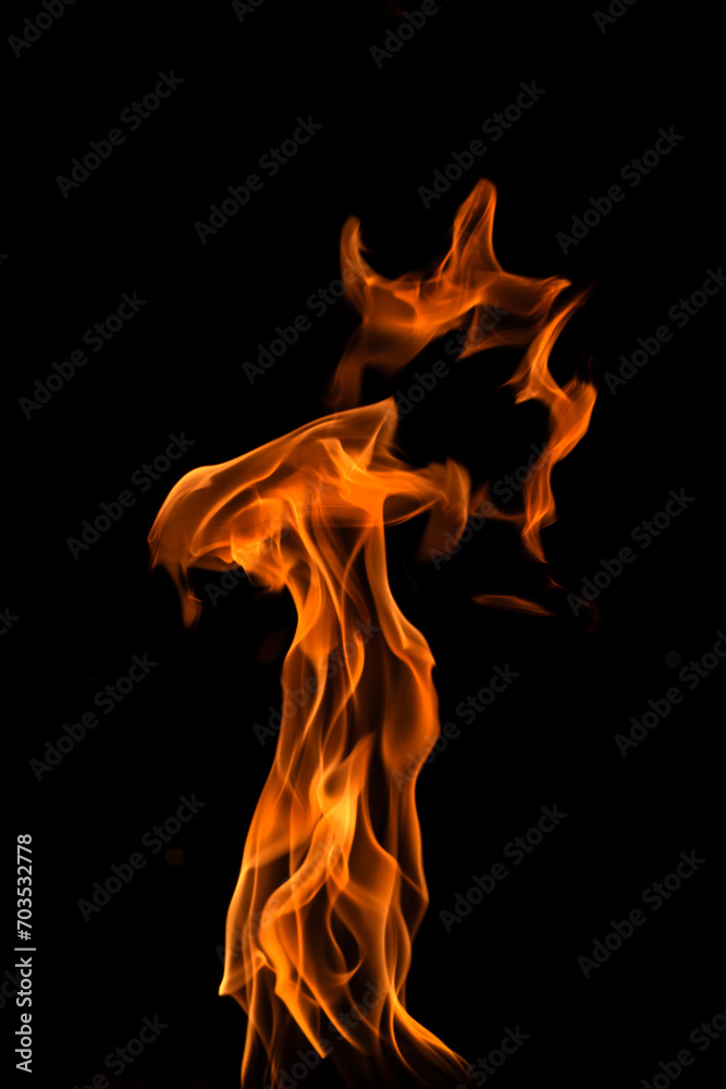 Fire flames isolated on black background, movement of fire flames abstract background
Fire flames isolated on black background, movement of fire flames abstract background