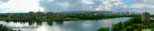 Panoramic view of downtown Montreal seen from Nuns' Island