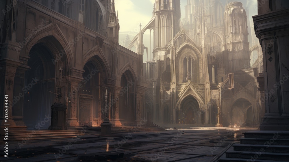 Obraz premium interior of the cathedral of the holy sepulchre. Generative AI