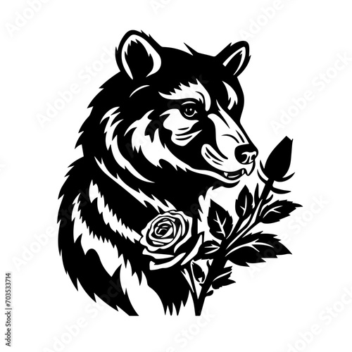 Graceful Animal Holding Rose Vector