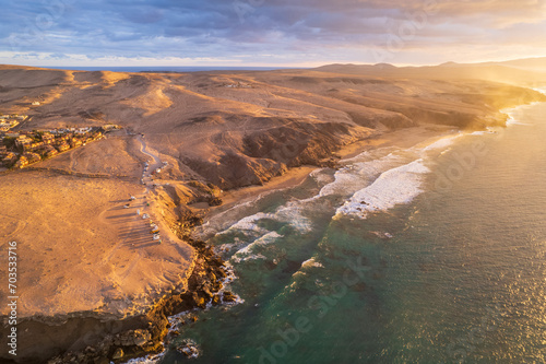 Aerial view of Fuerteventura coast in La Pared