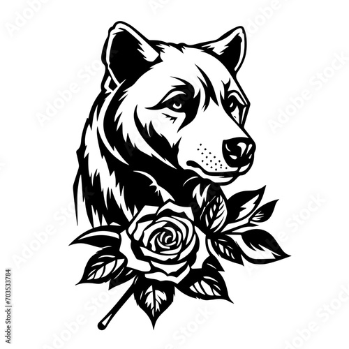 Graceful Animal Holding Rose Vector