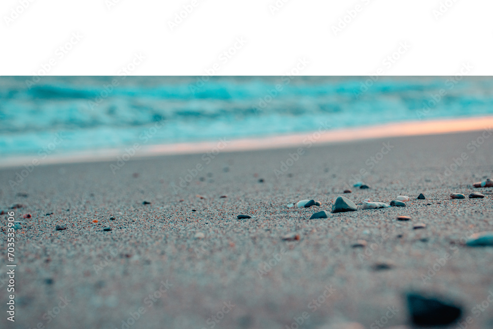 Relaxing Mediterranean beach summer panoramic on transparent background. Waves surf with amazing Relaxing Mediterranean beach summer panoramic on transparent background. Waves surf with amazing