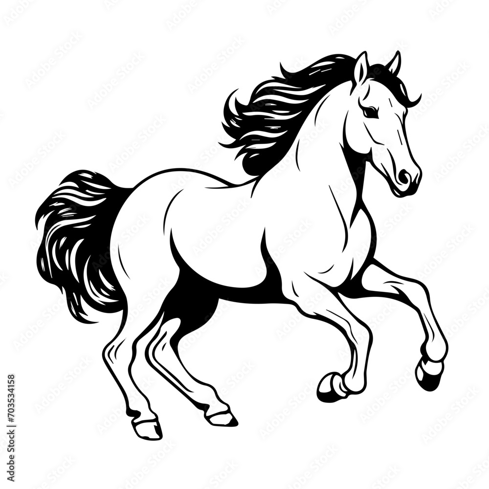 Dynamic Running Horse Vector Illustration