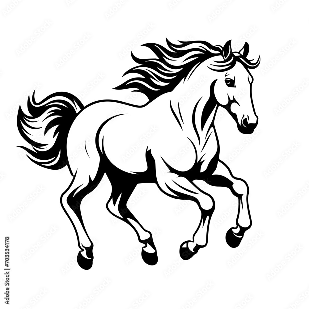 Dynamic Running Horse Vector Illustration