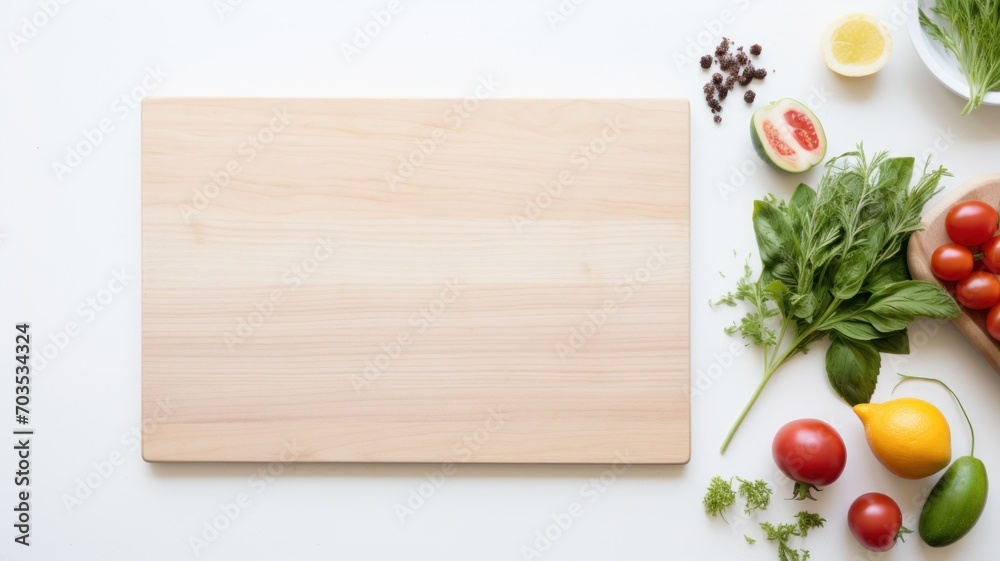 vegetables on a wooden board. Generative AI vegetables on a wooden board. Generative AI