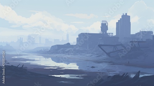 city harbor. Digital made background illustration. Generative AI © ArtSpree