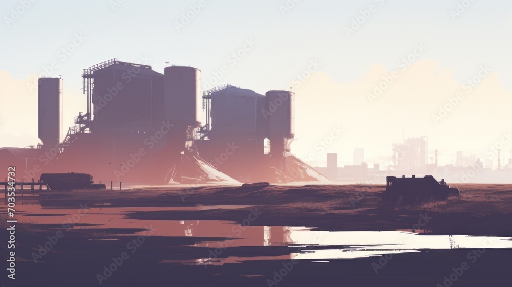 Fototapeta premium city skyline at dusk. Digital made background. Generative AI