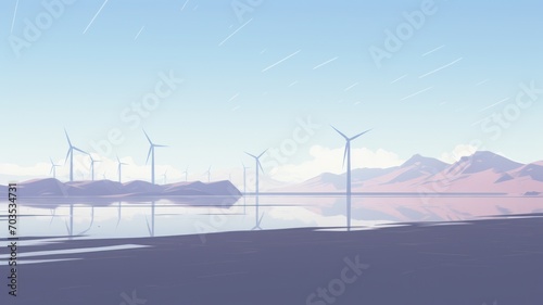 wind turbine in winter. Digital made background. Generative AI © ArtSpree