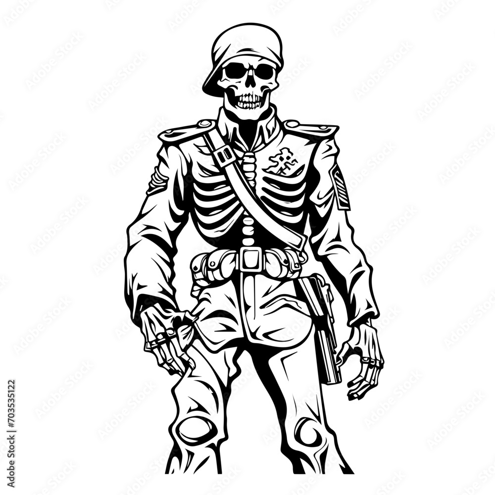 Valiant Skeleton Soldier Vector Art