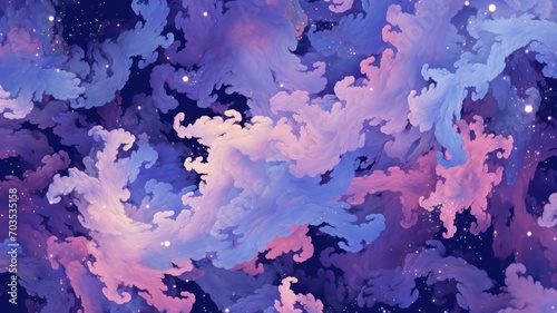 Purple psace background. Galaxy space. Generative AI photo