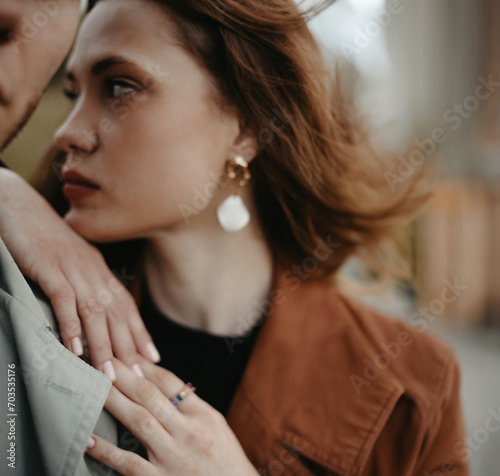 abstract soft focus blurred photo of a couple in love, gloomy and sad. Cinematic love story