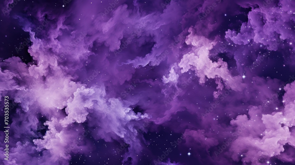 Purple space background, beautiful nebula galaxy. Generative AI - obrazy, fototapety, plakaty 