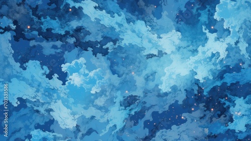 Blue space galaxy nebula backgrund. Beautiful abstract illustration. Generative AI