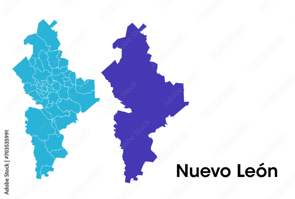 Nuevo Leon map in Mexico