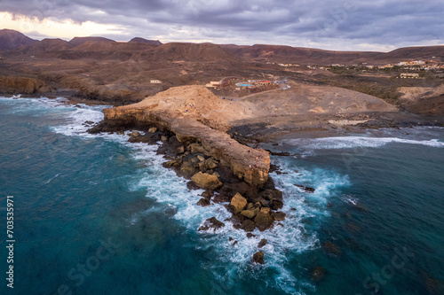 Aerial view of Fuerteventura coast in La Pared
