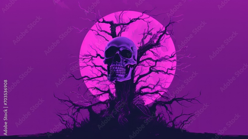 scary halloween background with skull. Generative AI scary halloween background with skull. Generative AI