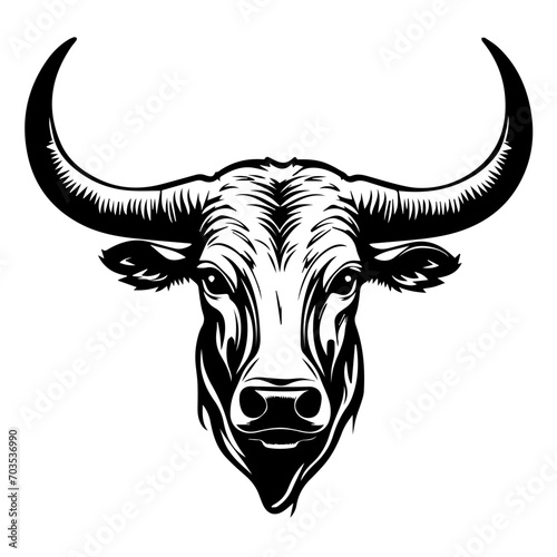 Texas Longhorn Bull Head Vector Emblem