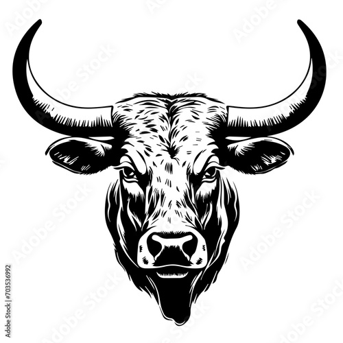 Texas Longhorn Bull Head Vector Emblem