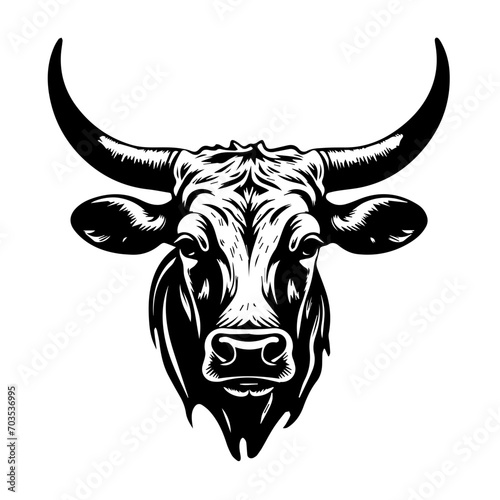 Texas Longhorn Bull Head Vector Emblem