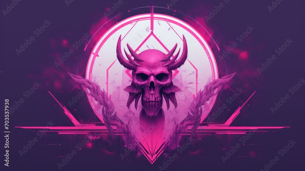 skull and crossbones. Beautiful 4K purple background. Digital made landscape. Generative AI skull and crossbones. Beautiful 4K purple background. Digital made landscape. Generative AI