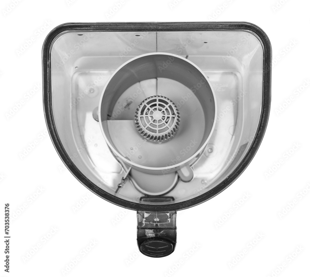Vacuum cleaner dust container, bag isolated on white, top view Vacuum cleaner dust container, bag isolated on white, top view