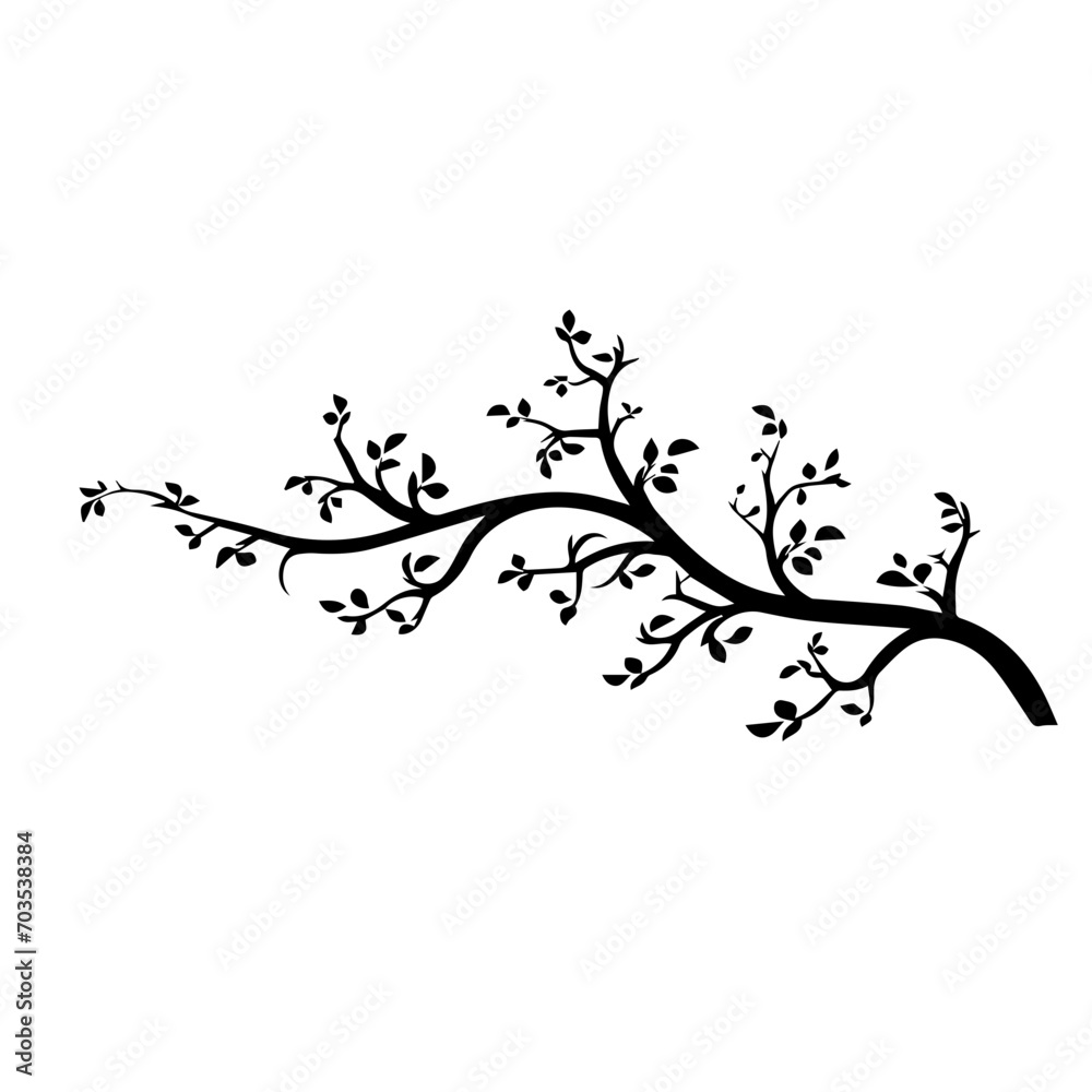 Elegant Tree Branch with Leaves Vector Elegant Tree Branch with Leaves Vector