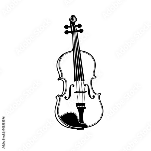 Classic Violin and Bow Vector Illustration