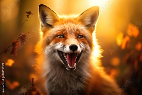 Vibrant Fox Portrait: Bright and Cheerful Wildlife Photography. Generative ai
