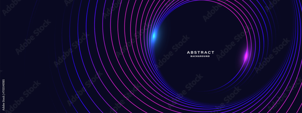 Blue abstract background with spiral circle lines, technology futuristic template. Vector illustration.	
 - obrazy, fototapety, plakaty 