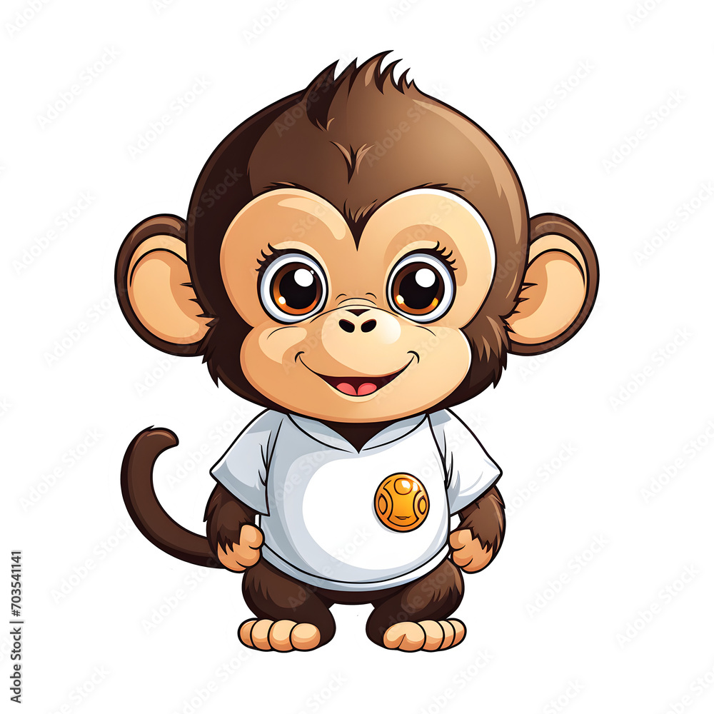 Obraz premium Cute Monkey Illustration with Transparent Background for Sticker
