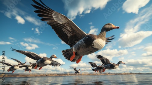 migrating geese flying