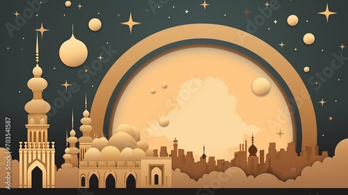 islamic decoration background with mosque