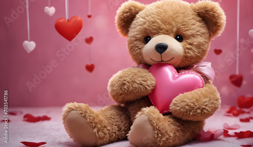 cute teddy bear, romantic, background , heart, valentines, love,  photo