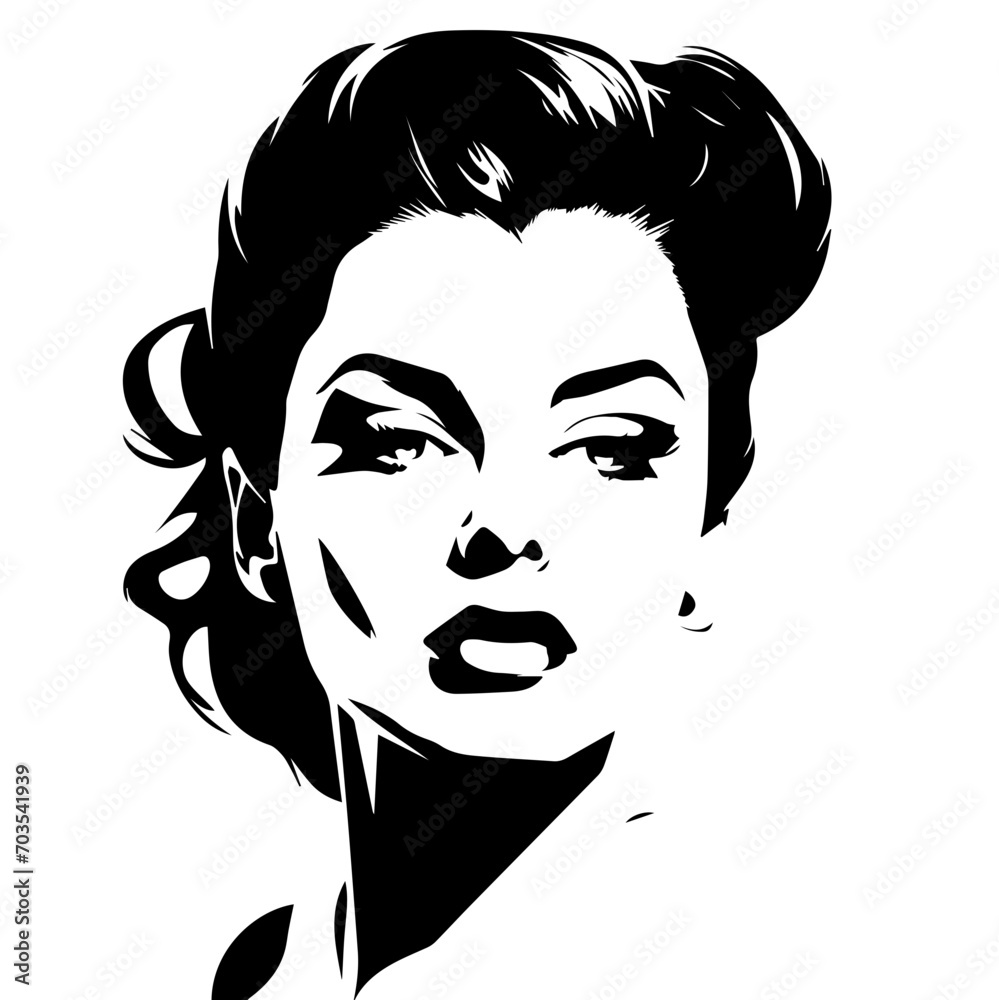 Elegant Woman's Face Vector Artwork Elegant Woman's Face Vector Artwork