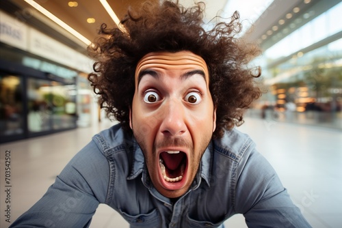 Eerie Portrait of a Man with an Intense and Wild Smile Staring Directly at the Camera