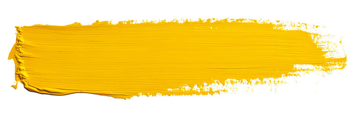 Yellow stroke of paint isolated on transparent background