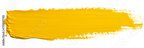 Yellow stroke of paint isolated on transparent background photo