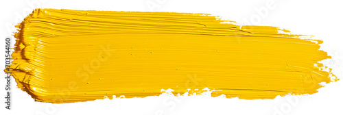 Yellow stroke of paint isolated on transparent background