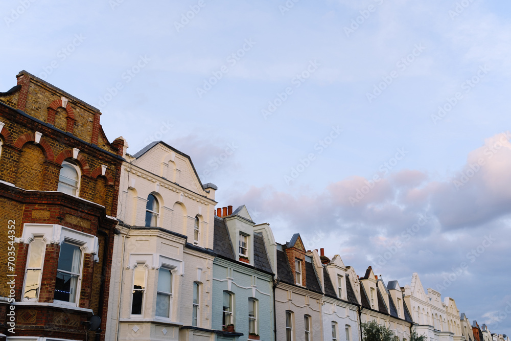 View of traditional residential street in English town View of traditional residential street in English town