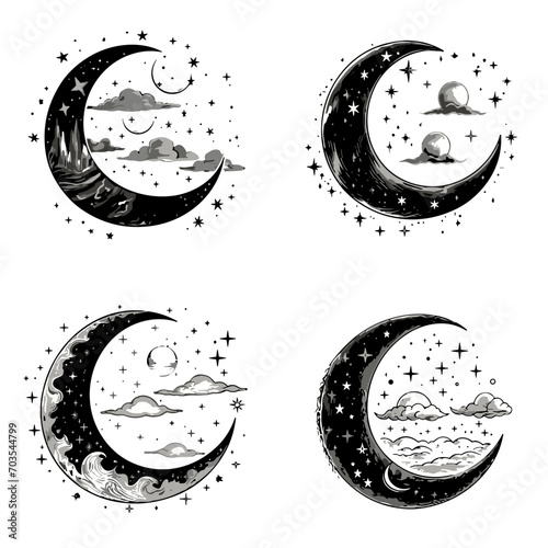 Moon svg, moon png, summer clipart, clipart, moon illustration, palm, tree, beach, tropical, vector, summer, illustration, island, silhouette, sea, sun, nature, travel, ocean, sunset, design, sky, lan