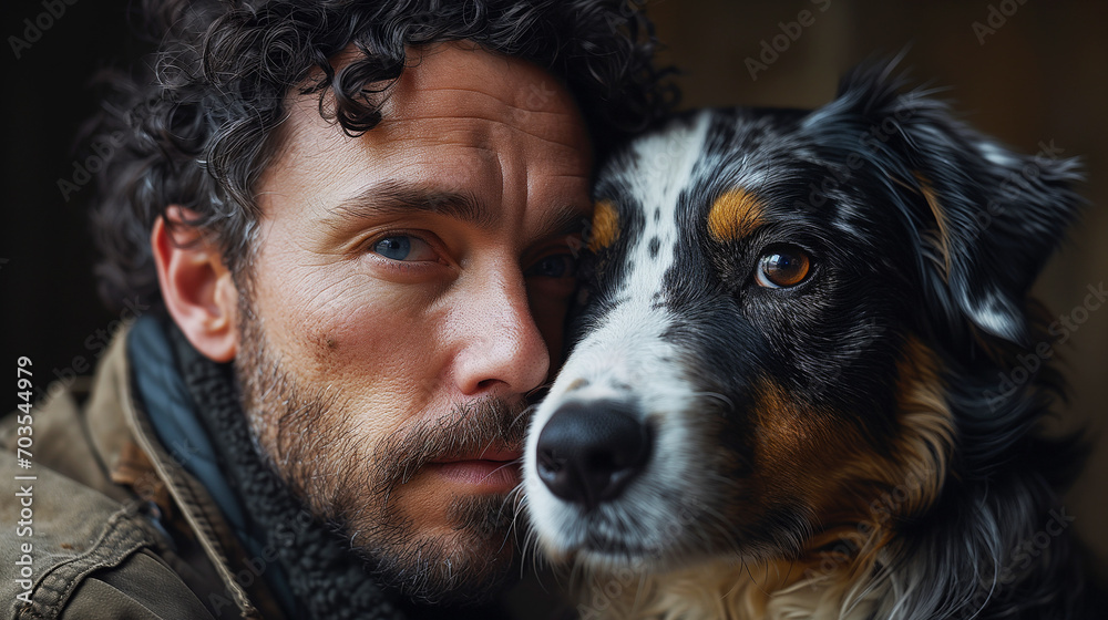 Portrait of a man with a dog. Portrait of a man with a dog.